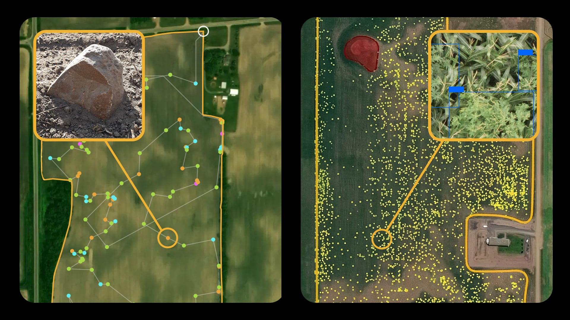 TerraClear Rock Maps and Weed Maps showing zoomed in rocks and weeds for easy identification