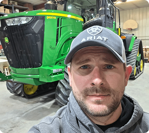 Testimonial headshot in farm building