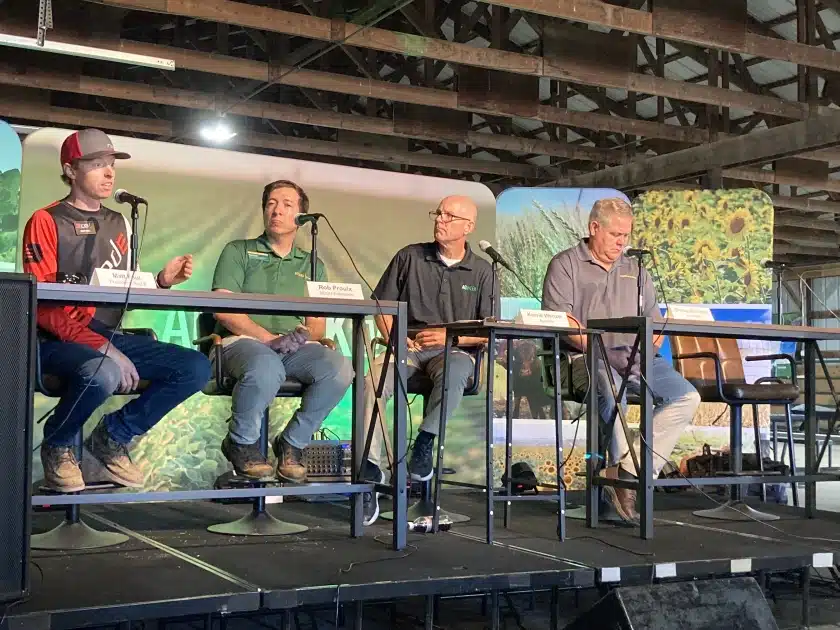 TerraClear's Shane WIlliams at AgWeek panel at Big Iron Show discussing precision ag